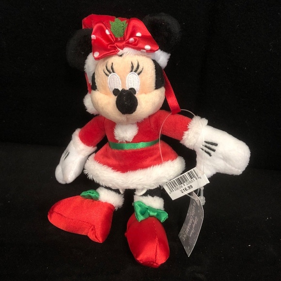Disney Parks Minnie Mouse Santa Mistletoe Plush Christmas Ornament 6" - NWT - Picture 2 of 4